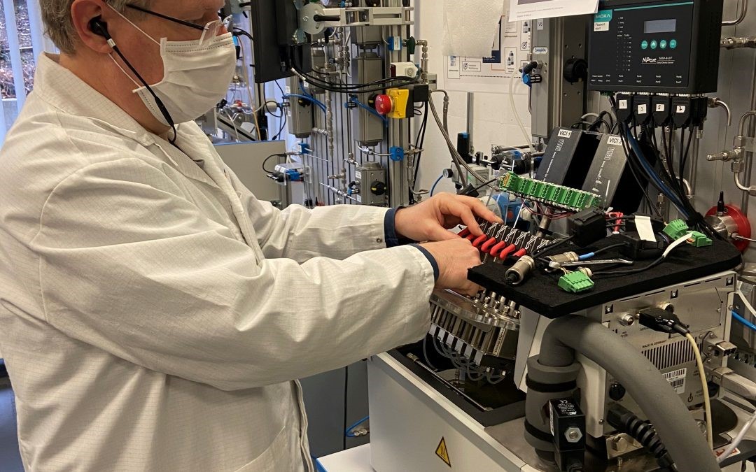Sensor Lab photo with grad student